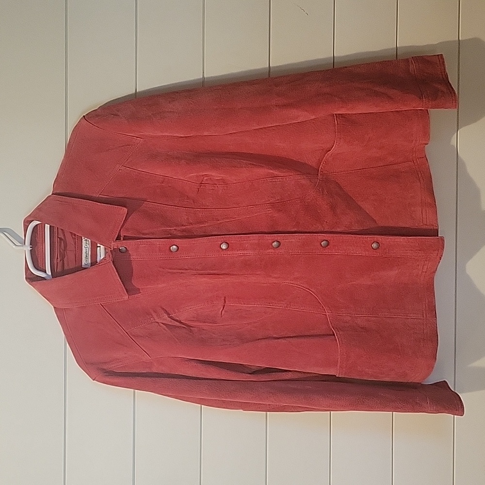 COLDWATER CREEK 100% LEATHER SNAP JACKET  1X  SALMON